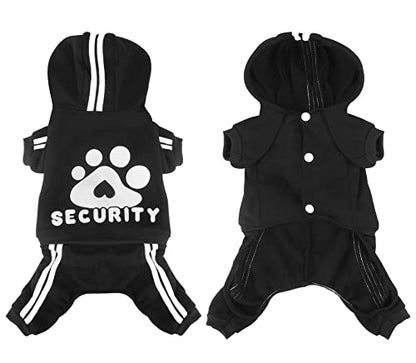 Dog Hoodie Security Clothes 4 Legs Jumpsuit Sweatshirt Hoodies Soft & Warm Dog Outfit Pullover Dog Winter Clothes Sweater for Small Medium Large Dogs Cats (Black, X-Large) - color: Black, size: X-Large