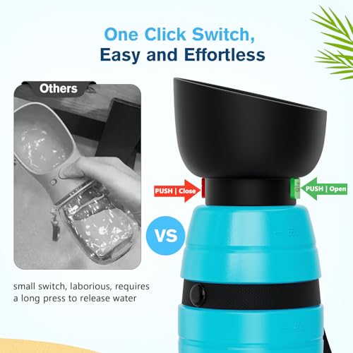 Pecute Portable 22 oz Dog Water Bottle, 2 in 1 Dog Water Bottle Bowl Leakproof with Double Seal, BPA Free, Lightweight, Pet Water Bottel Dispenser for Outdoor Walking Triping Hiking Camping Travels | Pet Water Dispenser Portable for Outdoor Walking Hiking