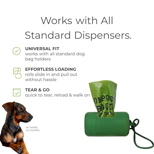 100% Certified Home Compostable Dog Poop Bags, Extra Thick, Plant-Based, Plastic-Free, Unscented, 240 Bags (16 Rolls), Leakproof & Easy Open