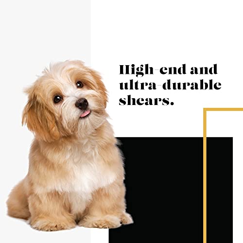 Sharf Gold Touch Pet Grooming Shear | Straight Cat & Dog Grooming Scissors | 7.5 Inch | 440c Japanese Stainless Steel Pet Dog Shearing Scissors | Animal Shears with Removable Comfort Rings - size: 7.5 Inches, style: Straight Scissors - Blunt Tip