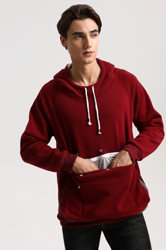 Pet Cat Dog Pouch Hoodie Small Animal Carrier – Kitten Puppy Pouch Sweatshirt Holder Fleece Unisex Hoodies Burgundy - color: Burgundy, size: Large