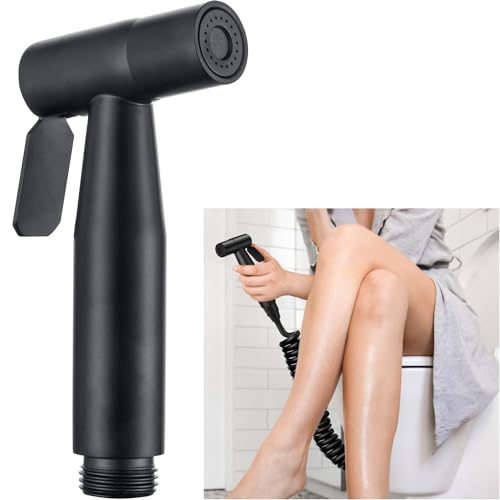 Handheld Bidet Sprayer for Toilet,Bathroom Spray with G1/2,Black | Suitable for personal hygiene cleaning, bathroom cleaning, pet bathing, mop cleaning, etc. - color: Black
