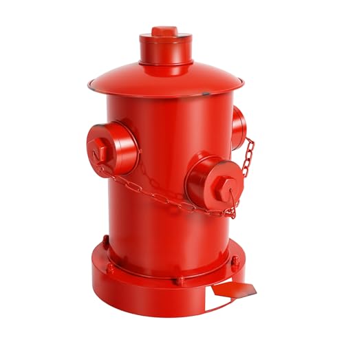 DouSeiAi Retro Fire Hydrant Trash Can - 1.3 Gallon Metal Garbage Bin with Foot Pedal & Removable Inner Bucket, Heavy-Duty Indoor/Outdoor Waste Can for Garden, Patio, Park, Kitchen and Dog Waste, Red - color: Red