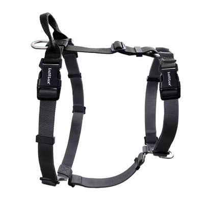No Pull Dog Harness, Small, Black | Non Restrictive, Neck Buckle Design, Back Handler, Six Points Adjustment, Chest 17-23 inches - color: Black/Grey, size: S