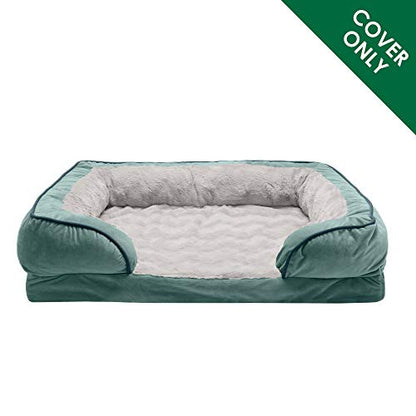 Furhaven Replacement Dog Bed Cover Perfect Comfort Plush & Velvet Waves Sofa-Style, Machine Washable - Celadon Green, Medium - color: Celadon Green, size: Medium