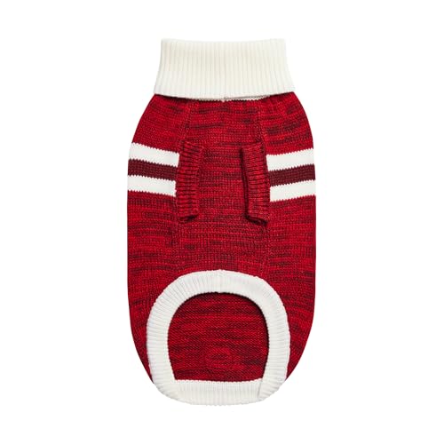 GF PET Trekking Sweater | Quality Multi-Knit Turtleneck for Small, Medium, Large Dogs | Warm Striped Heathered Pullover with Ribbed Armholes | 100% Acrylic | Machine Washable - Red - X Small - color: Red, size: X-Small