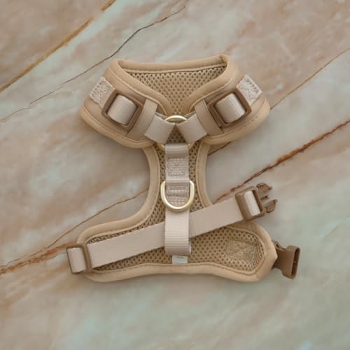 Premium No-Pull Dog Harness Soft Neoprene & Breathable Mesh Vest with Front & Back Clip D-Rings Adjustable Lightweight Walking Harness for Puppies, Small & Medium Dogs (Beige, XXS) - color: Beige, size: XXS: Neck=9.1-13'', Chest=10.6-14.6''