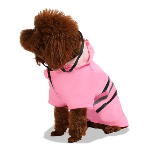 Wizland Reflective Dog Raincoat Dog Rain Jacket with Hood Lightweight Waterproof Rain Coat for Puppies (Pink XS) - color: Blushing, size: X-Small