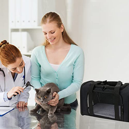 Pnimaund Pet Carrier - Airline Approved Soft Cat & Dog Carriers for Medium & Small Pets, TSA Approved, Black