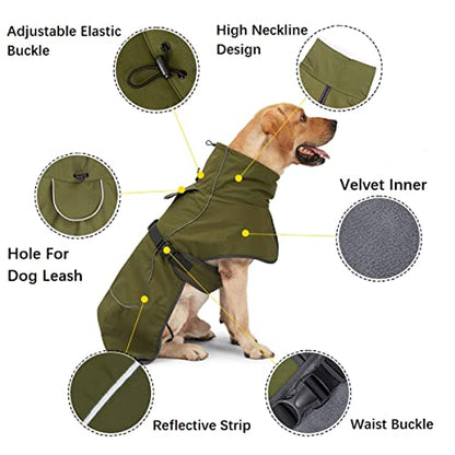 Black S Dog Raincoat - Waterproof Winter Dog Jacket with Velvet Inner, Reflective Strip - color: Black, size: Small
