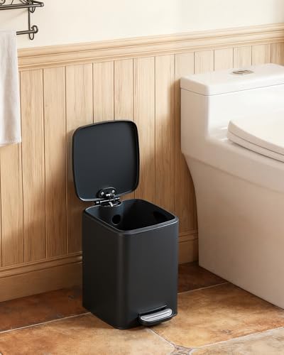 SONGMICS Dog Poop Trash Can, 1.6-Gallon (6 L) Outdoor Garbage Can with Lid, Soft Close, Stainless Steel with Inner Bucket, Ink Black ULTB590BH01 - color: Ink Black
