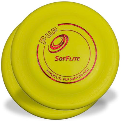 Hyperflite Pup SofFlite Soft Dog Flying Disc, 2 Pack, Small Dogs | Ultra Soft, Competition Approved, 2 Pack | 7-inch, 90g | Small Dogs | Yellow