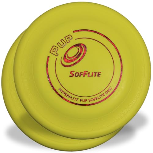 Hyperflite Pup SofFlite Soft Dog Flying Disc, 2 Pack, Small Dogs | Ultra Soft, Competition Approved, 2 Pack | 7-inch, 90g | Small Dogs | Yellow