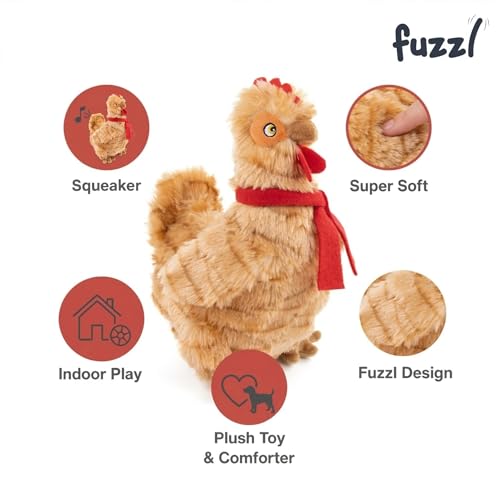 Fuzzl Plush Super Soft Cheeky Chicken - Golden Brown Dog Toy & Comforter – Cuddly Plush with Squeaker, Gentle Dog Toy for Puppies & Small to Medium Dogs - style: Golden Hen