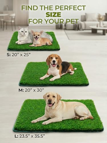 1.2'' Thick Woven Fake Grass Mat for Dog, Glue-Free Artificial Turf Potty Training Pad with Fast Drainage, Machine Washable Pet Pee Pad, Indoor Outdoor Non-Toxic Rug (Medium) - size: 20'' x 30''（Medium）