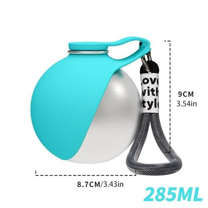 2 in 1 Portable Dog Water Bottle Portable Dog Water Bottle with Silicone Foldable Bowl Leak Proof Stainless Steel Dog Bottle for Hiking Compact Pet Water Bowl (Blue A) - color: Blue A