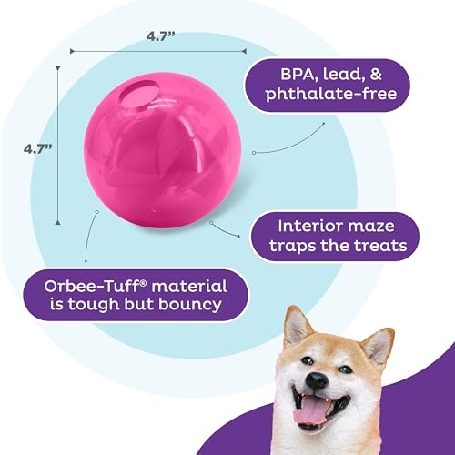 Outward Hound Orbee-Tuff Mazee Interactive Dog Puzzle Toy, Treat Dispensing Slow Feeder Ball, Pink, 4.7-Inch - color: Pink