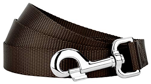 Country Brook Petz - Vibrant 17 Color Selection - Heavyduty Doublehandle Nylon Leash (6 Foot, 3/4 Inch Wide, Brown) - color: Brown