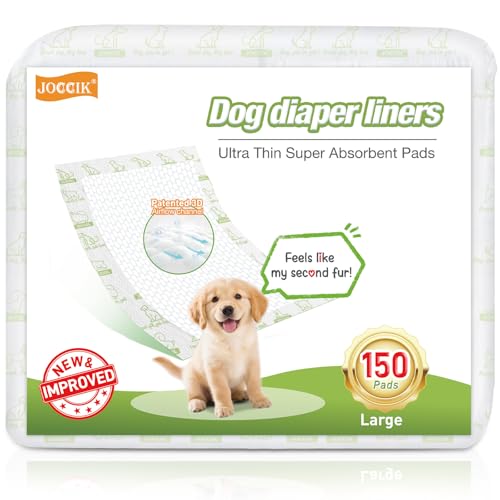 Dog Diaper Liners, 150 Count, Super Absorbent Booster Pads for Male and Female Dogs, Ultra-Thin and Breathable, Long - size: Long-150 pads