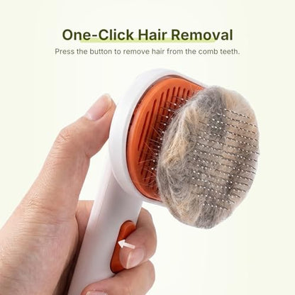Self Cleaning Slicker Brush – High-Density Pet Grooming Comb for Hair Removal & Deshedding, Fine Teeth for Long & Short Hair, Daily Massage Grooming Tool