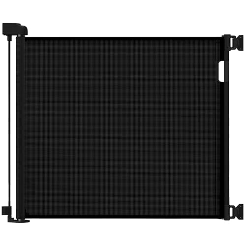 Veraste Retractable Baby Gate for Doorways and Stairs, Mesh Safety Gate for Pet, Indoor & Outdoor Use, One-Hand Operation, Easy Installation, 33.6" Tall, Expands to 71" Wide（Black,33.6"x71"） - color: Black, size: 33x71 Inch
