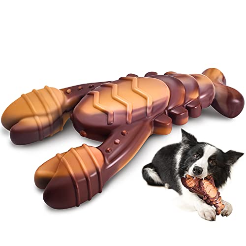 NEZIN Dog Chew Toys, Indestructible Dog Toys for Aggressive Chewers, Tough Dog Toys, Durable Dog Chew Toys for Large Medium Breed, Interactive Dog Toys with Real Beef Flavor (Lobster) - color: Lobster