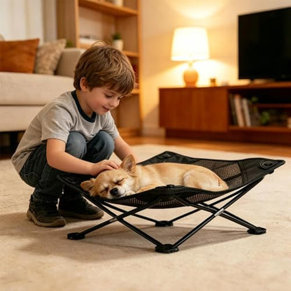 Foldable Dog Bed | Moisture-Resistant Waterproof with Bag | Indoor Outdoor Pet Mesh Bed - for Living Room Camping Yard Balcony Garden Backyard Puppy Kittchen