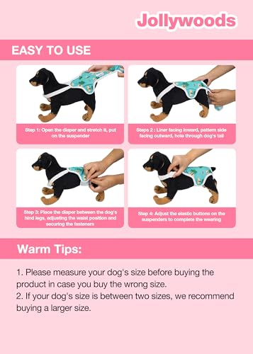 Jollywoods 3 Pack Washable Female Dog Diaper Onesie Sanitary Pantie with Adjustable Suspender, Fixed Doggie Diapers, Super Absorbent Leakproof for Dog in Heat Cycle - size: Large(13"-21" Waist)