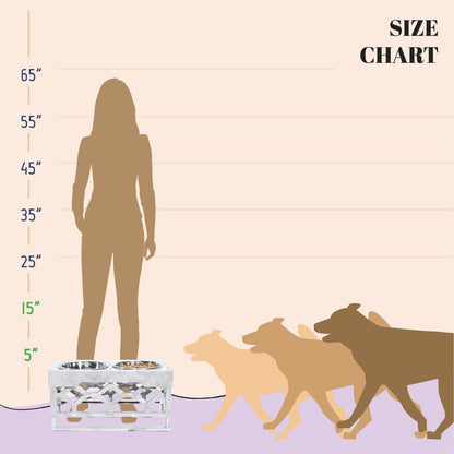 AVERYDAY Elevated Dog Bowls, 4 Height Adjustable Stand for Small and Medium Dogs, Raised Dog Feeder Holder with 2 Stainless Steel Food and Water Bowls, Anti-Slip Base Tall Feeding Station - color: Marble grey stand + 2 food bowls, size: Small