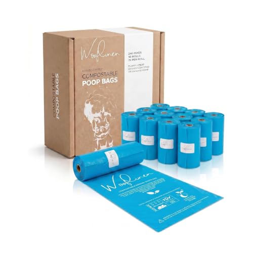 Wooflinen Certified Home Compostable Dog Poop Bags – Leak-Proof Rolls – Large 9x13”, Durable, Easy Tear – Made from Corn Starch + PBAT Blend – For Big & Small Dogs – 240 Bags (16 Rolls) - size: 240 Count (Pack of 1)