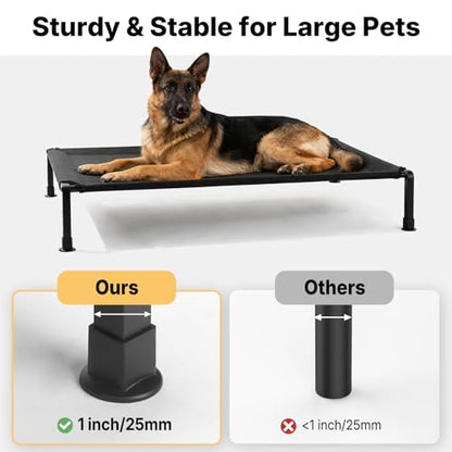 Veehoo Elevated Dog Bed Large Sized with Fluffy Plush Bolster Cushion, Washable Orthopedic Dog Couch Bed, Cooling Raised Pet Cot with Removable Mat, Breathable Mesh, No-Slip Feet, 42x 30 inches, Black - color: Black, size: 42"L x 30"W x 7.9"Th