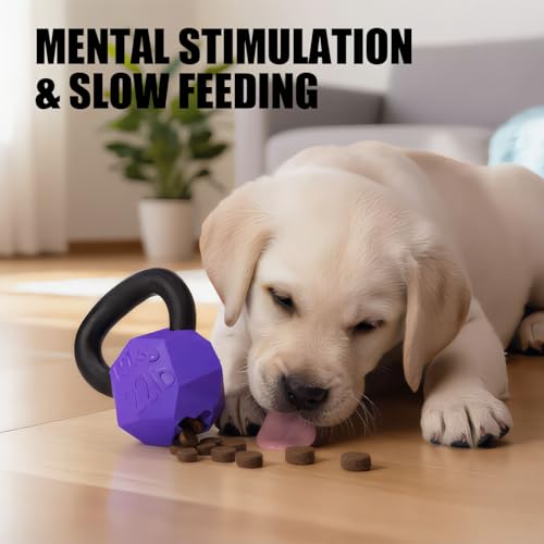 MECOOL Indestructible Dog Toy for Aggressive Chewers - Heavy Duty Chew Ring with Durable Nylon and Treat Dispenser Rubber Base, Interactive Food Puzzle Dog Chew Toy,Medium Purple for Puppy - size: S Purple