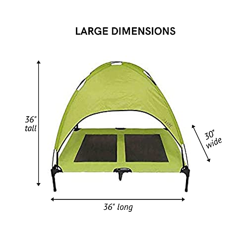 Midlee Green Dog Cot with Canopy (30" x 36") - size: 30" x 36"