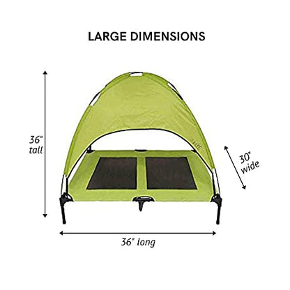 Midlee Green Dog Cot with Canopy (30" x 36") - size: 30" x 36"