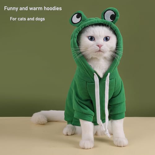 ANIAC Funny Pet Clothes for Small Dog Cat Girl Male Puppy Hoodies Warm Dogs Sweatshirt Coat with Eye Hood Fall Cat Apparel Christmas Halloween Outfit Dog Frog Costume (Green, XX-Large) - color: Green, size: XX-Large