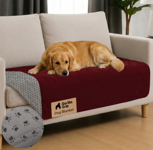 GORILLA GRIP® Waterproof Dog Blanket, Leakproof Couch Cover for Dogs, Silicone Grip Backing, Protects Sofa, Sectional, Bed, Crate, Car & RV, Tear-Resistant Washable Senior Pet Blanket, 50x40, Burgandy - color: Burgundy, size: 40" X 50"