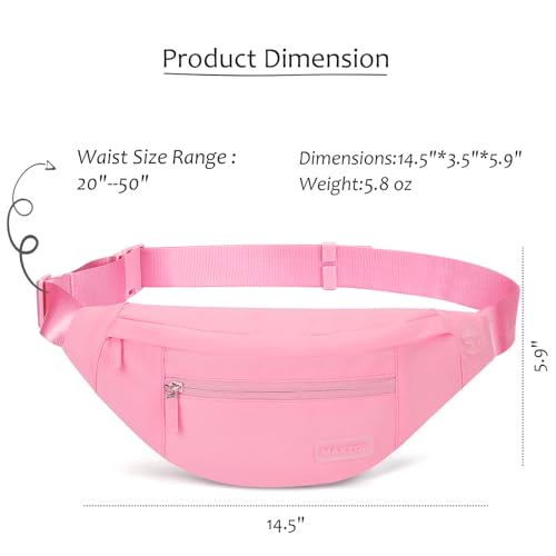 MAXTOP Large Crossbody Fanny Pack with 4-Zipper Pockets,Gifts for Enjoy Sports Festival Workout Traveling Running Casual Hands-Free Wallets Waist Pack Phone Bag Carrying All Phones - color: Hot Pink, style: Large Fanny Pack(4 Zipper Pockets)