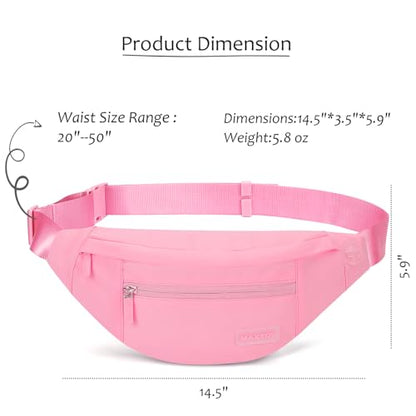 MAXTOP Large Crossbody Fanny Pack with 4-Zipper Pockets,Gifts for Enjoy Sports Festival Workout Traveling Running Casual Hands-Free Wallets Waist Pack Phone Bag Carrying All Phones - color: Hot Pink, style: Large Fanny Pack(4 Zipper Pockets)