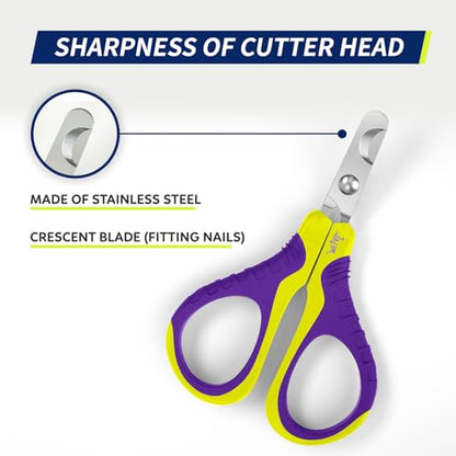 WePet Pet Nail Clippers U07.1, Professional Claw Trimmer, Bended Scissor Special for Cats, Kittens, Dogs, Puppies, Small Animals, Yellow/Purple - color: #16 Yellow/Purple