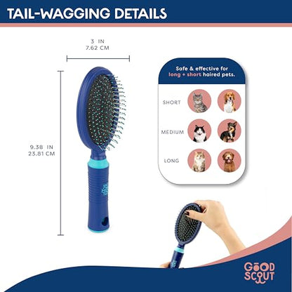 Good Scout Soft Steel Tip Brush, Best Deshedding Tool for Dogs & Cats, Gentle, Safe & Effective Pet Grooming Tool for Long & Short Haired Animals - style: Single Side Brush