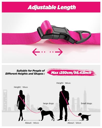 Hands Free Dog Leash, 5.9-8.2ft Multifunctional Crossbody Rope with Explosion-Proof Handle and Adjustable Training Hands Free Leash for Medium Dogs Walking,Pink - color: Rose Pink
