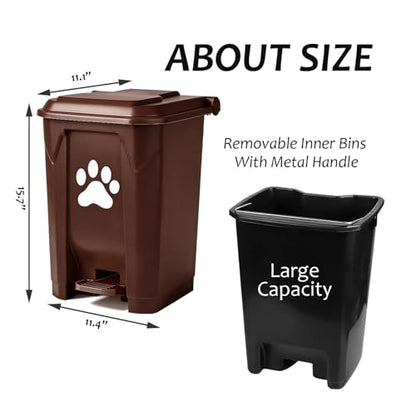 tebiete Dog Poop Trash Can Outdoors Pet Waste Station with Lid Dog Waste Disposal Container with Removable Inner Bin Bucket Hands-Free Pedal Garden Yard Home with Waste Bags, Brown - color: 1Pack Brown