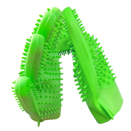 Pet Grooming Bath Gloves - Double Sided Silicone Hair Removal Mitts for Dogs & Cats, Deshedding & Bathing Brush 2-in-1 for Wet/Dry Use - 2 Pack