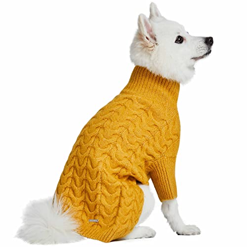 Blueberry Pet Dog Sweater Classic Knit Pullover Turtle-Neck Christmas Style, Small Dog Clothes for Girls, Mustard, 12" Back Length, Cozy Puppy Clothes & Pajamas, Sweater Vest - color: Mustard Yellow, Turtle-neck, size: 12 inch
