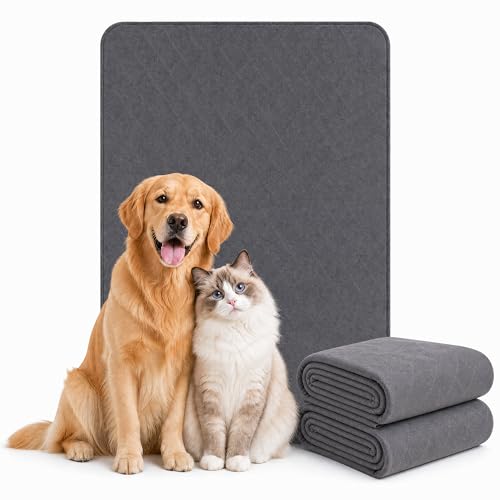 Washable Reusable Dog Pee Pads, 34"x52" (2 Pack) Absorbent & Waterproof Puppy Training Pad for Crate, Playpen & Carpet, Large Potty Pads for Dogs, Cats & Small Pets - size: 34"x52"(2 Pack)