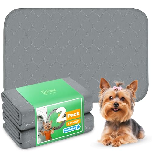 FXW Washable Pee Pads for Dogs, Puppy Pads with Super Absorbent, Specifically Designed for 24inch Cages, 17" x 23" Rectangle, Gray, 2 Packs - color: Gray, size: 17" x 23" (2 Packs)