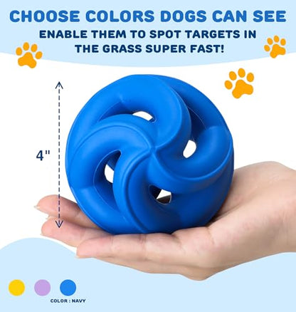Natural Rubber Indestructible Dog Toys, Durable Dog Chew Toys for Aggressive Chewers - Non-Toxic, Dishwasher Safe, Interactive Dog Toys for Medium Large Breed Dogs, Fetch Training, 4", Navy - color: Navy