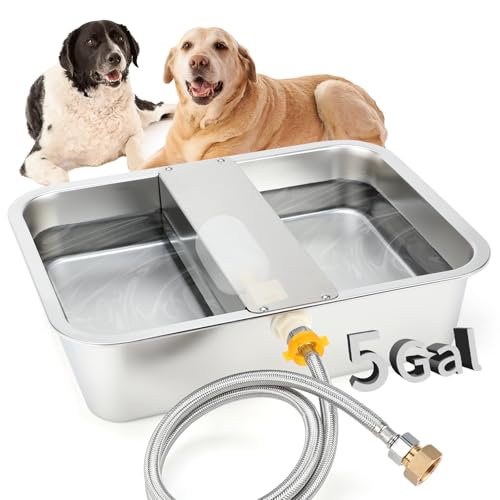 BWOGUE 5 Gal Automatic Dog Water Dispenser for Large Dogs Stainless Steel Outdoor Water Bowl Large Breed Self Filling Dog Waterer Feeder for Dogs Cat Chicken Livestock - size: 5 Gal