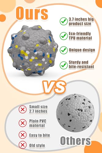Moonorange 1.96'' Dog Balls for Dogs Aggressive Chewers Indestructible Tennis Durable Bouncy Interactive Dog Toy Balls for Fetch Game Floating Training(Grey Small) - color: Grey-Small