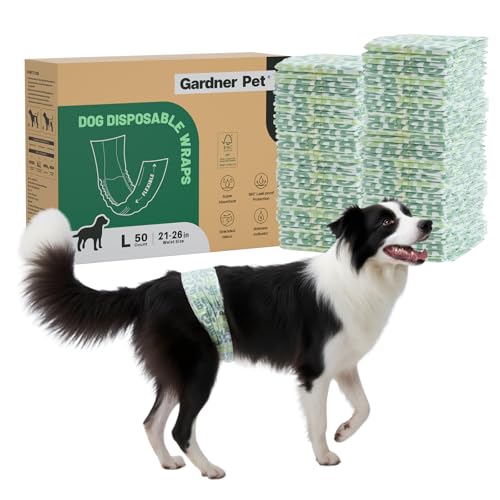 Gardner Pet Male Dog Diapers Disposable 50 Ct, Male Dog Wraps with Wetness Indicator & Flashdry Gel Technology, Dog Diapers Male for Puppy Training, Marking, Incontinence, Travel - Large - size: L-50ct (21-26" Waist)
